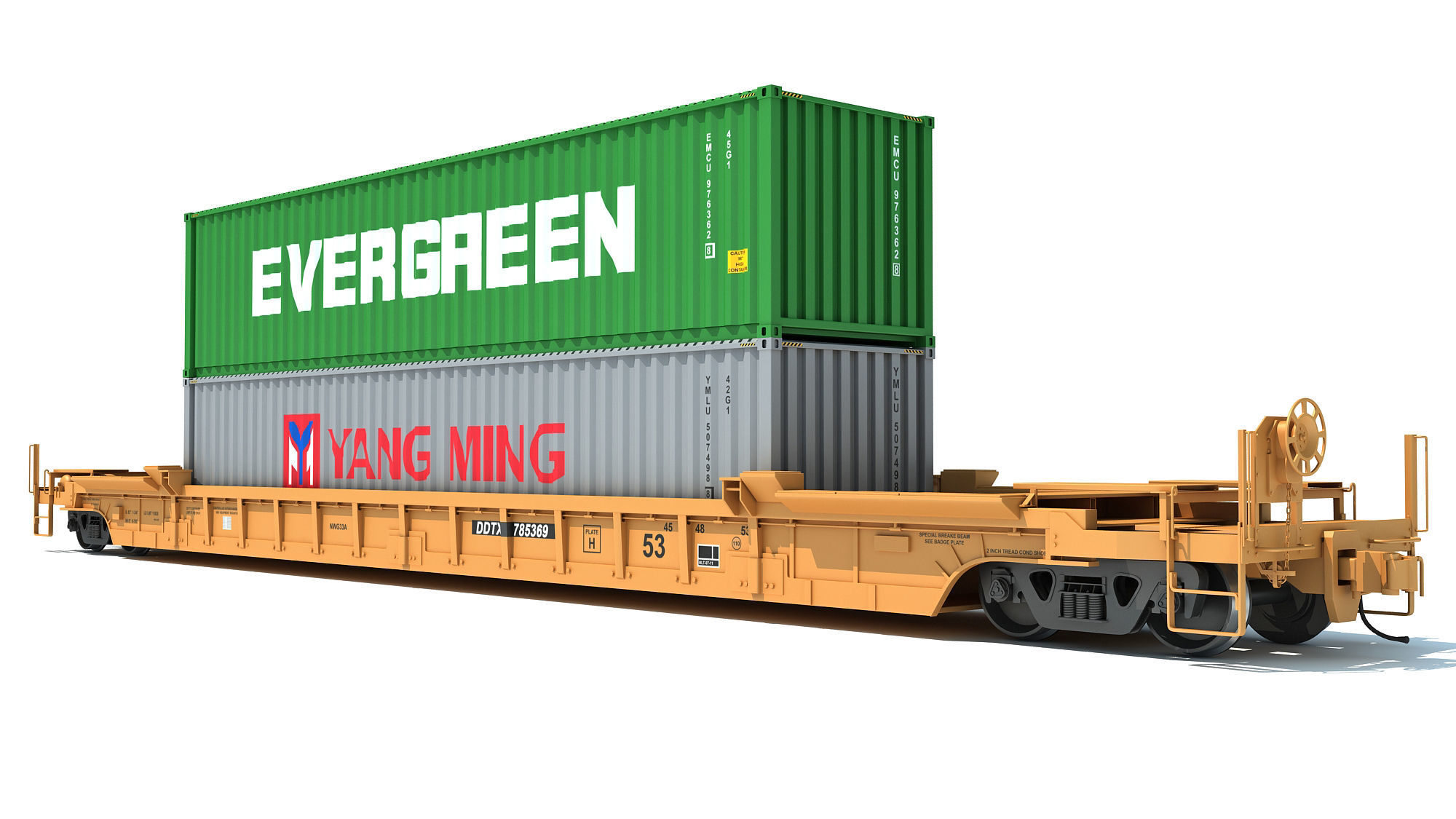 Train Car with Containers 3D model_8
