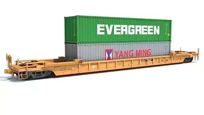 Train Car with Containers 3D model