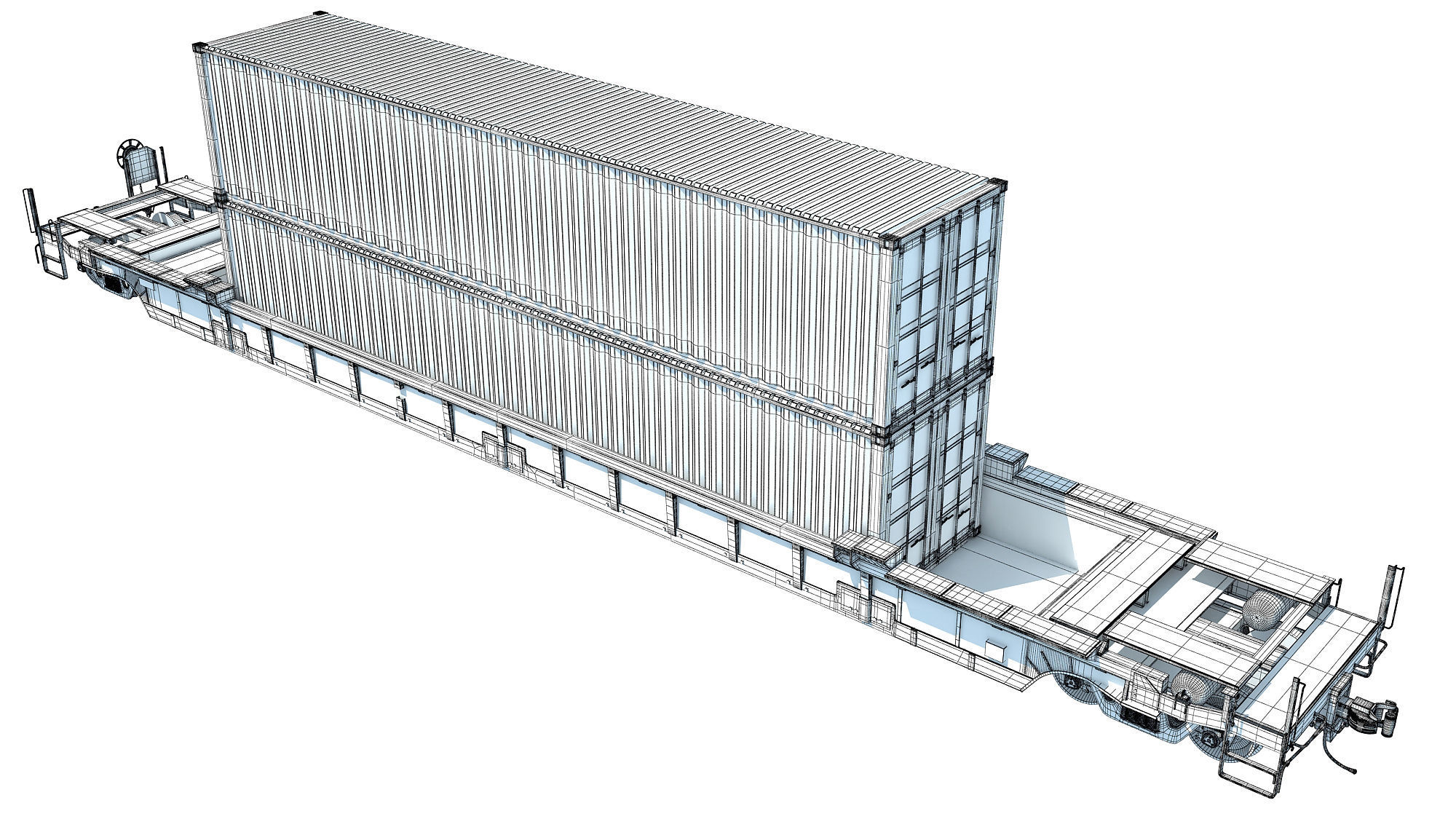 Train Car with Containers 3D model_15