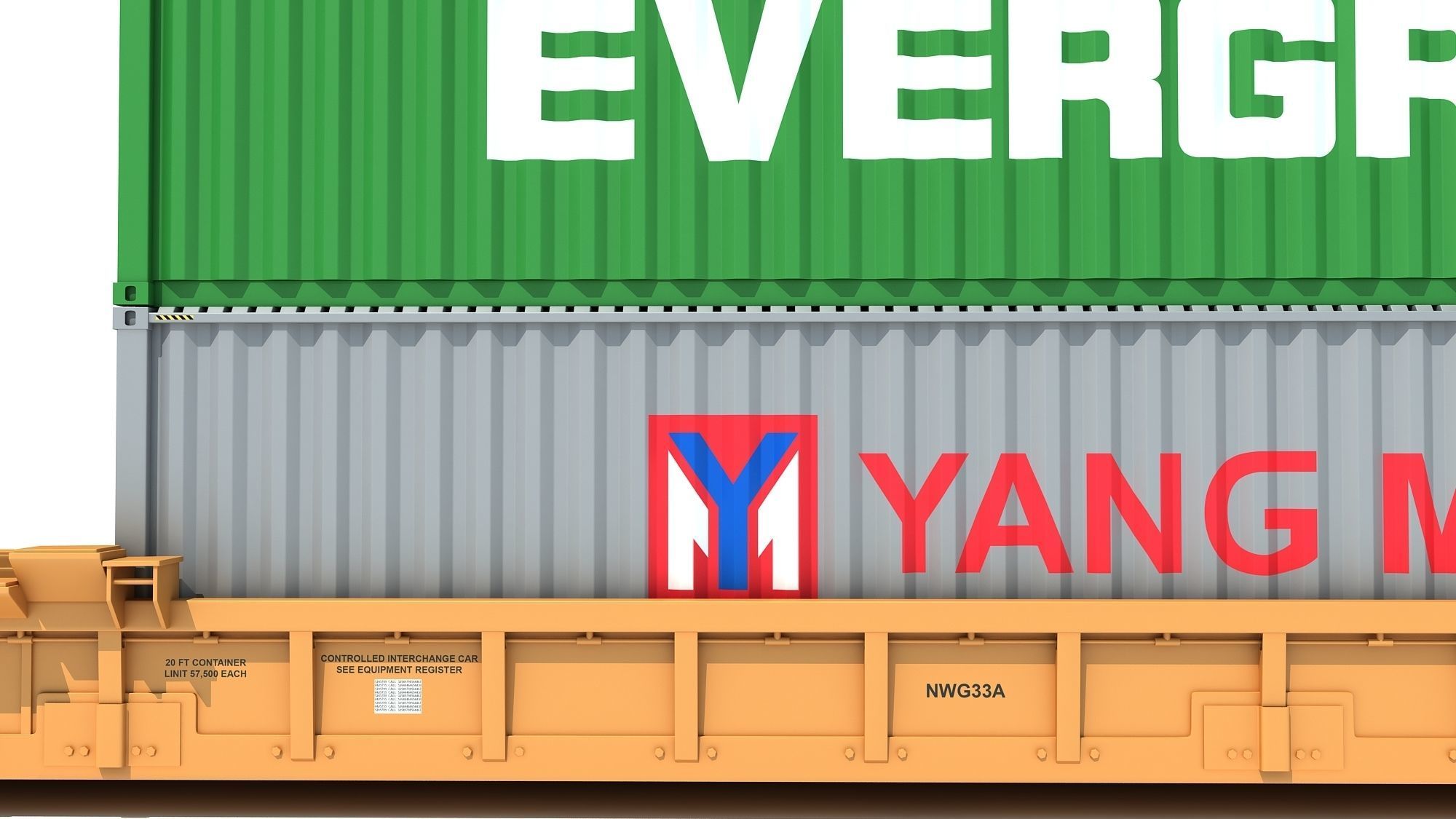 Train Car with Containers 3D model_12