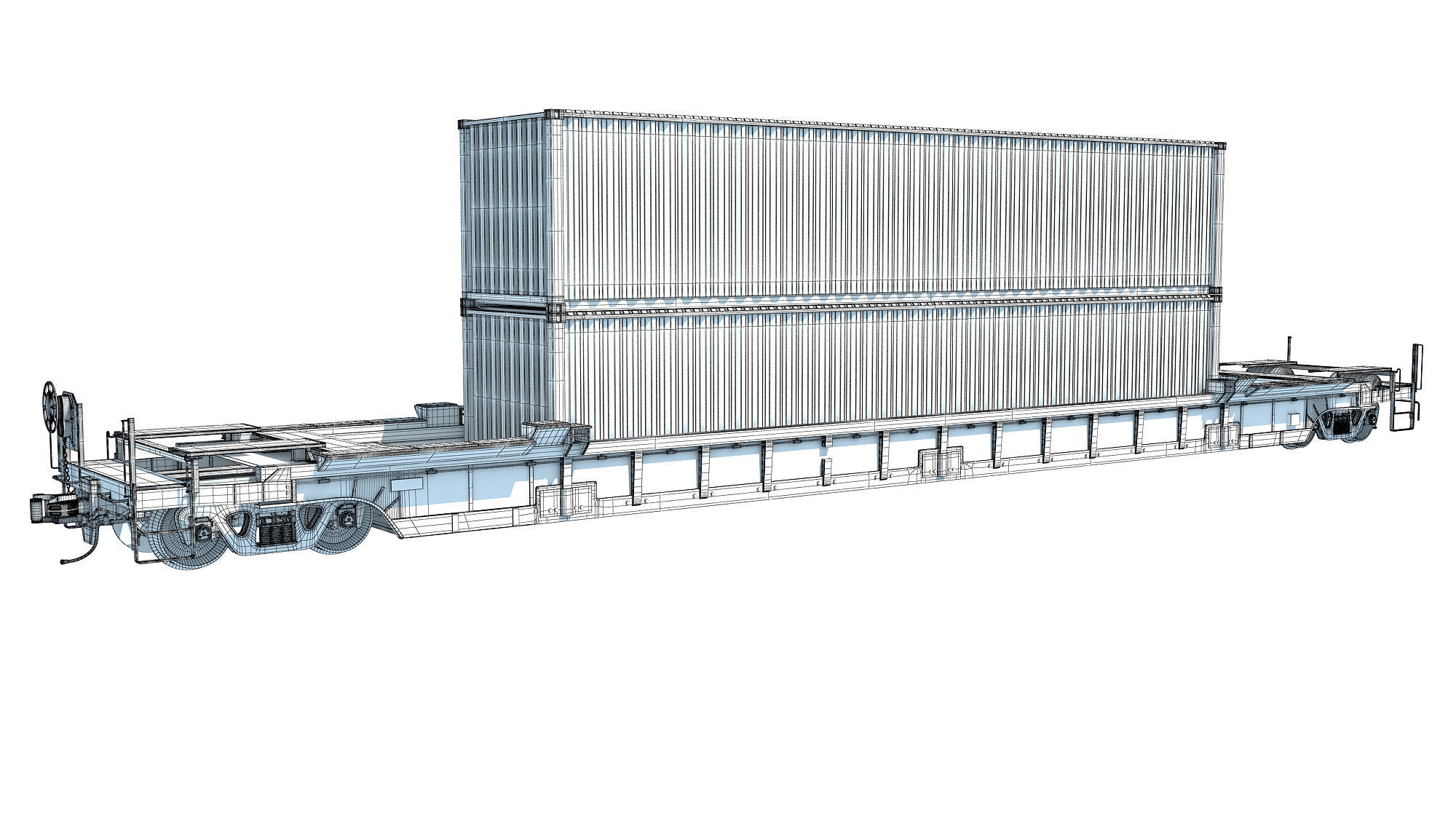 Train Car with Containers 3D model_14