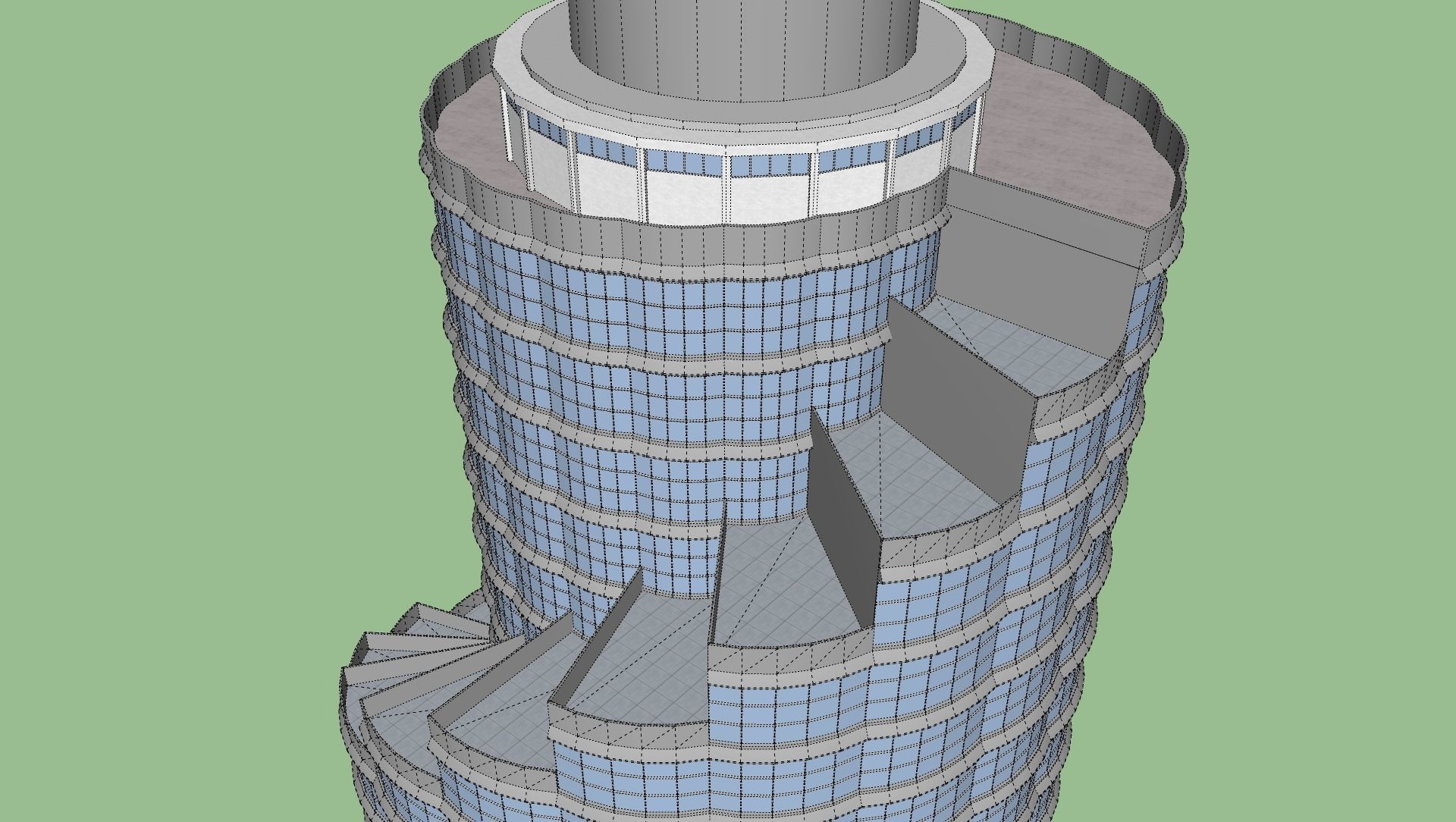 Postmodern skyscraper Low-poly 3D model_11