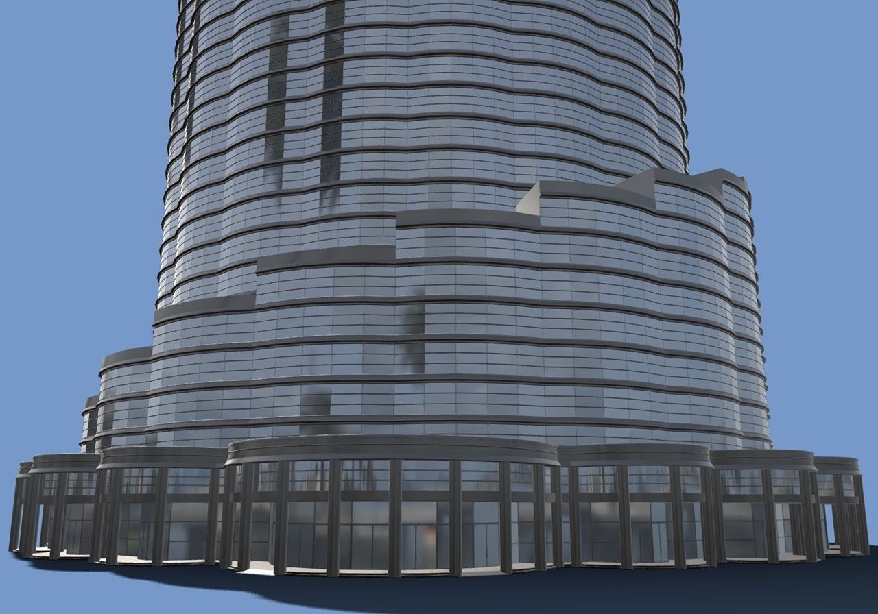 Postmodern skyscraper Low-poly 3D model_3