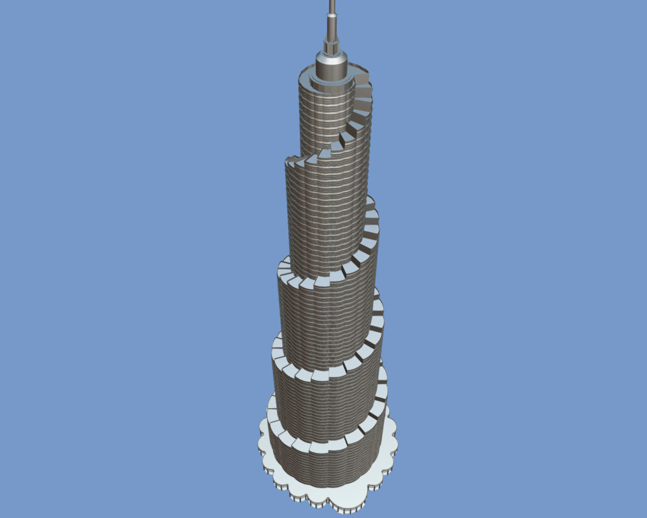 Postmodern skyscraper Low-poly 3D model_2