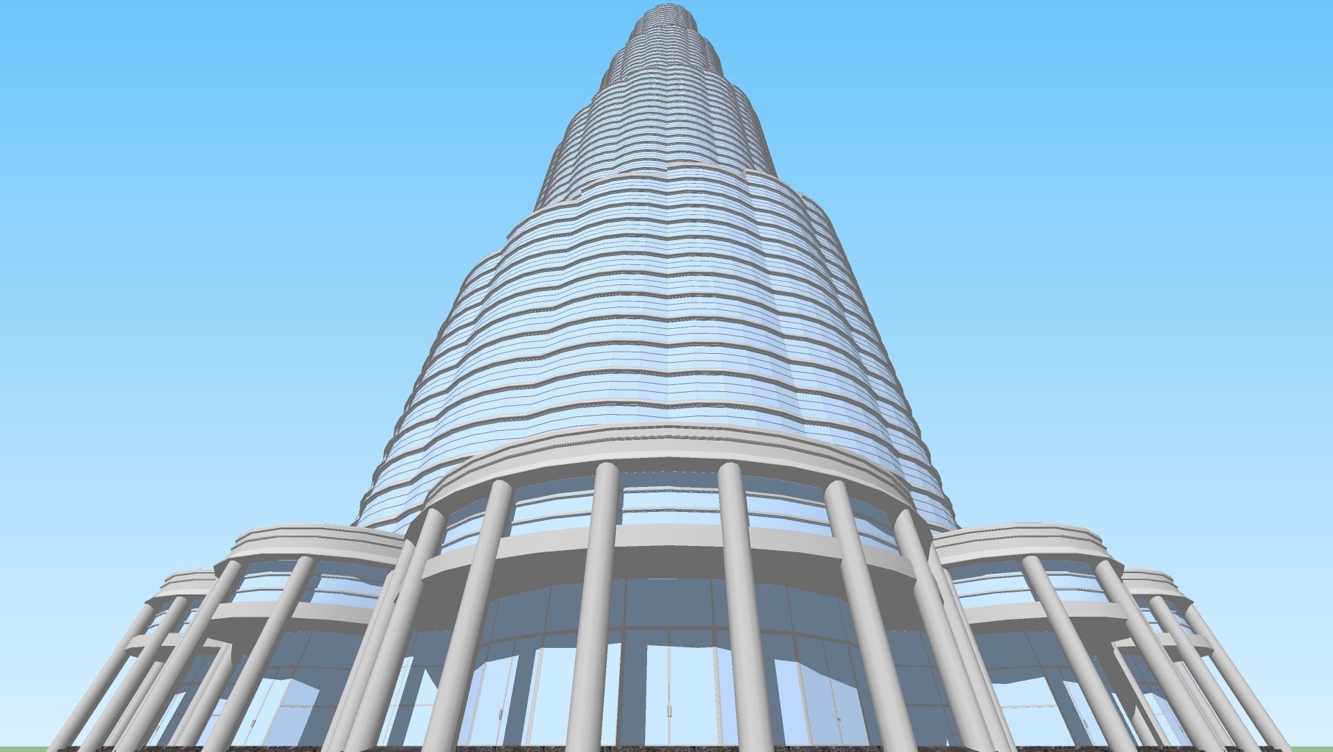 Postmodern skyscraper Low-poly 3D model_8