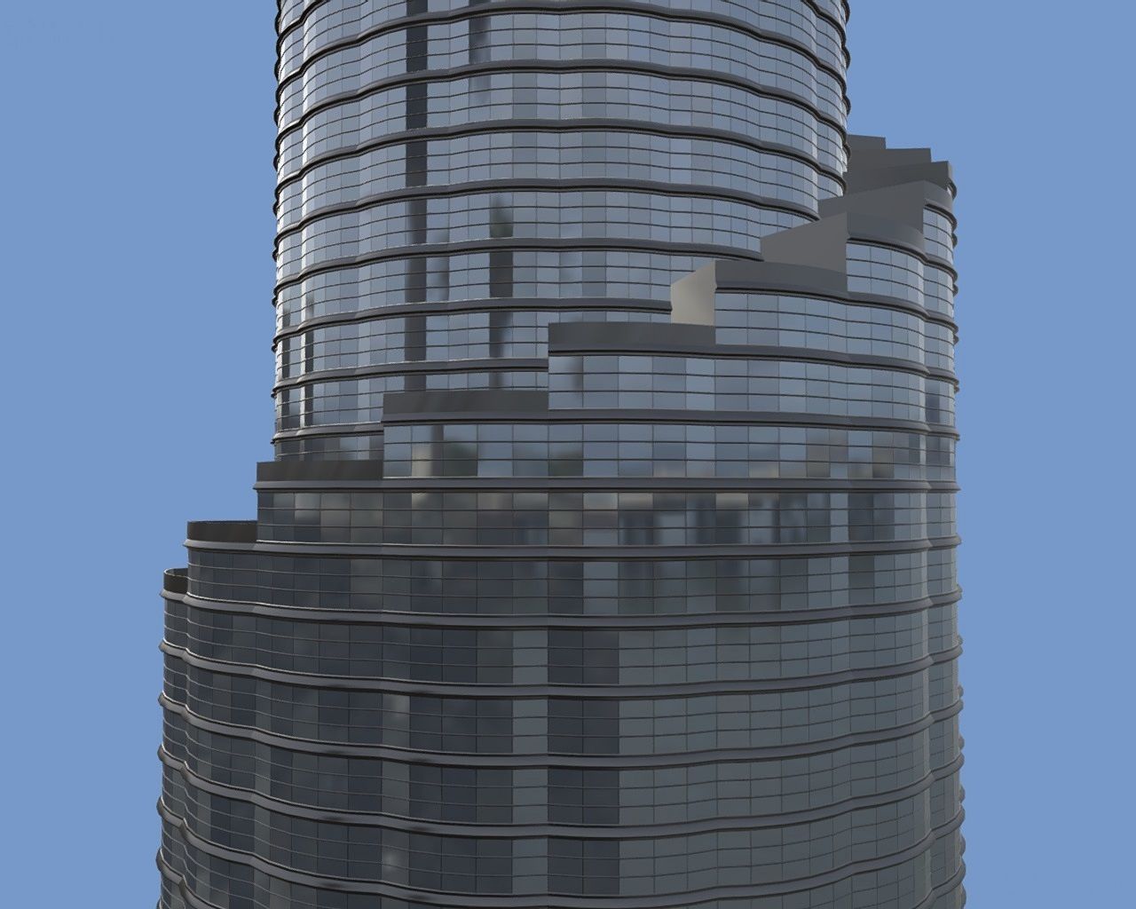Postmodern skyscraper Low-poly 3D model_4