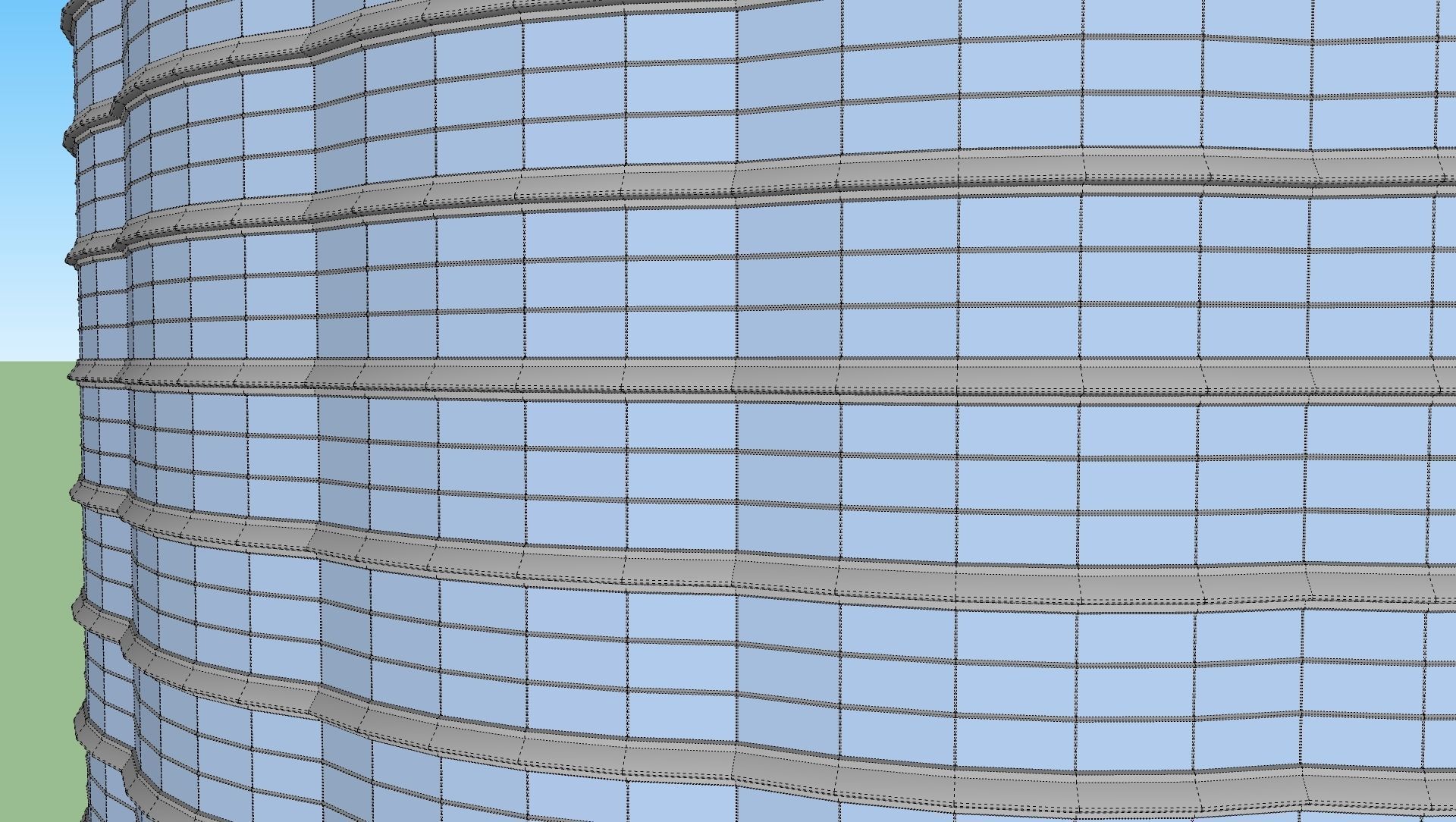 Postmodern skyscraper Low-poly 3D model_10