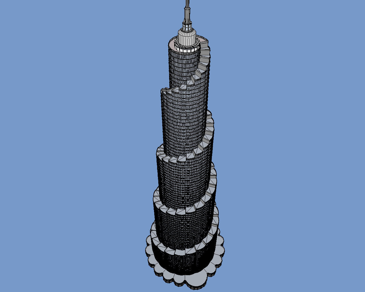 Postmodern skyscraper Low-poly 3D model_1