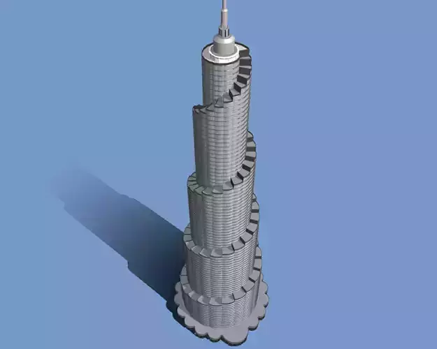 Postmodern skyscraper Low-poly 3D model