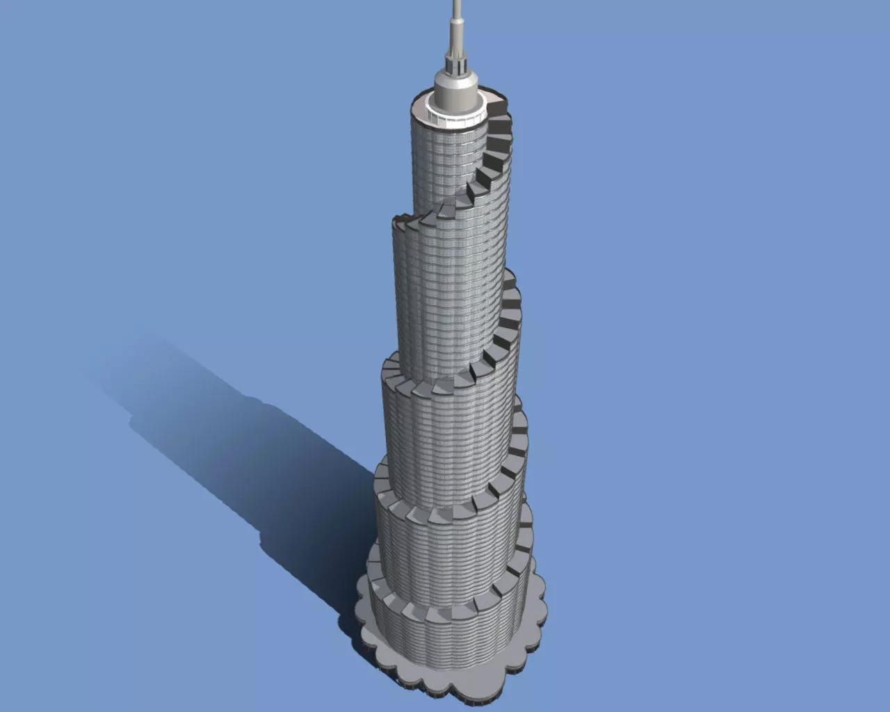 Postmodern skyscraper Low-poly 3D model_0