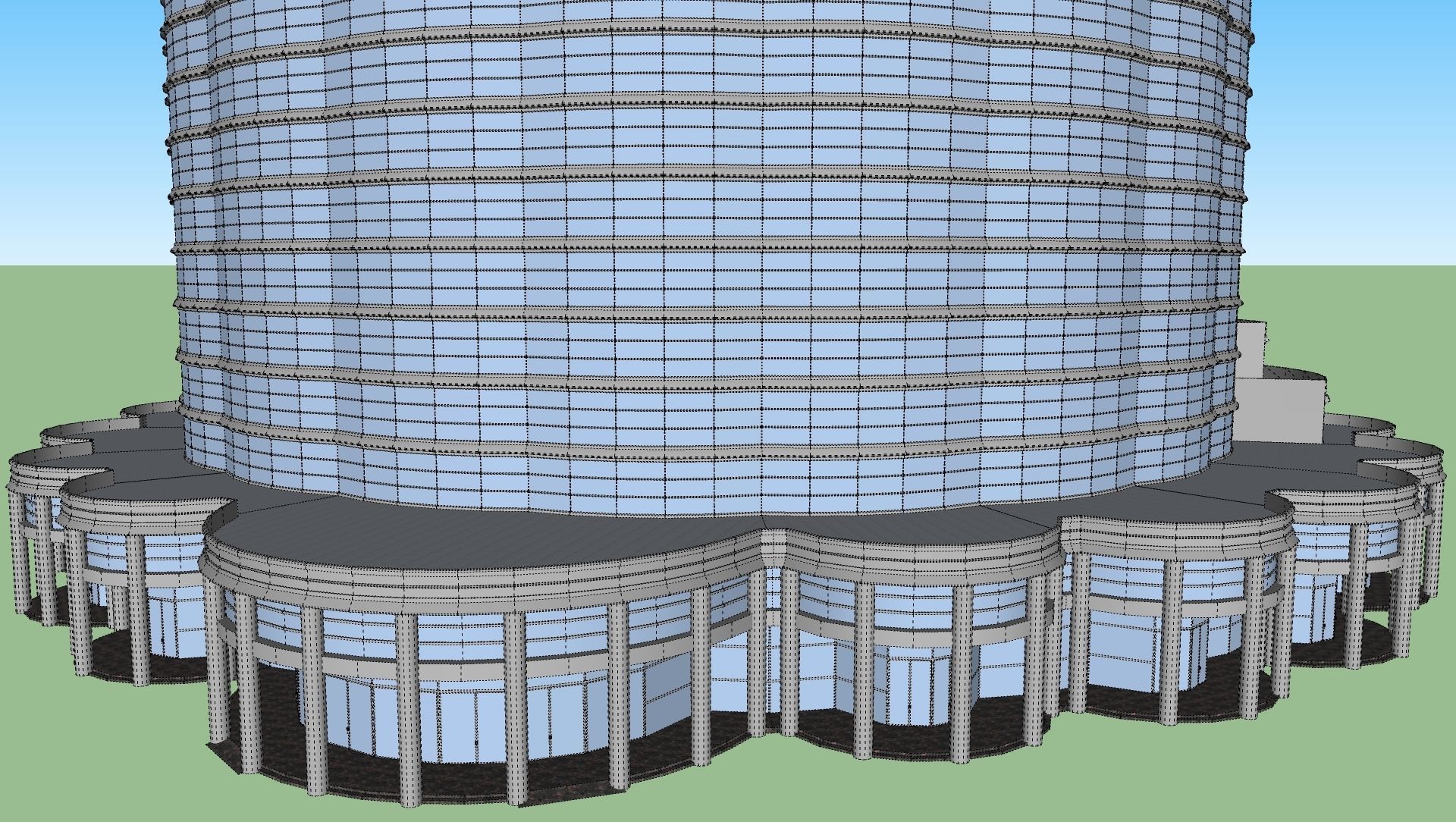 Postmodern skyscraper Low-poly 3D model_9