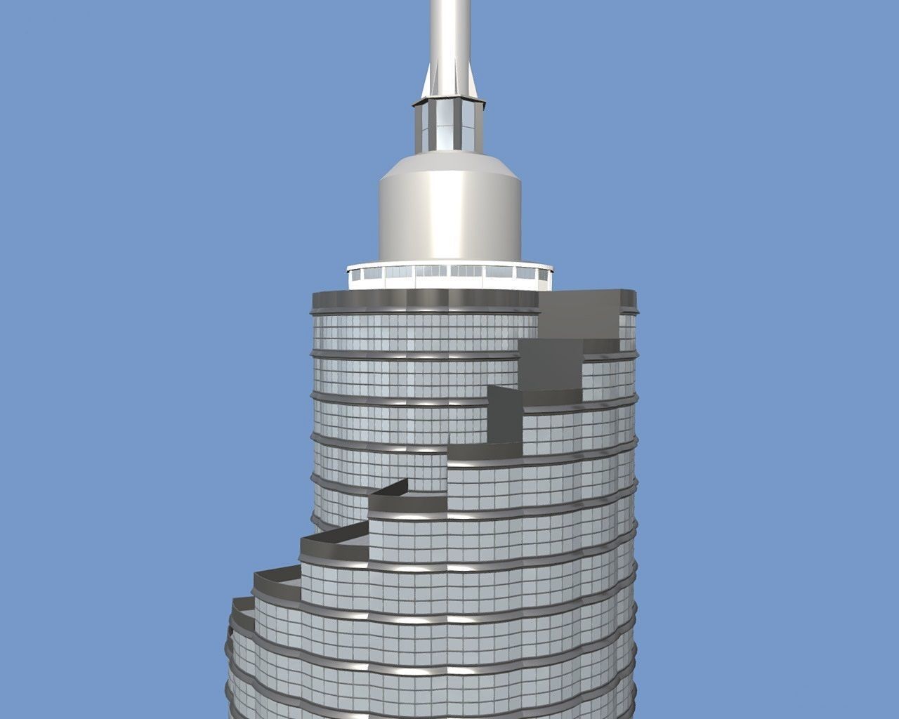 Postmodern skyscraper Low-poly 3D model_6