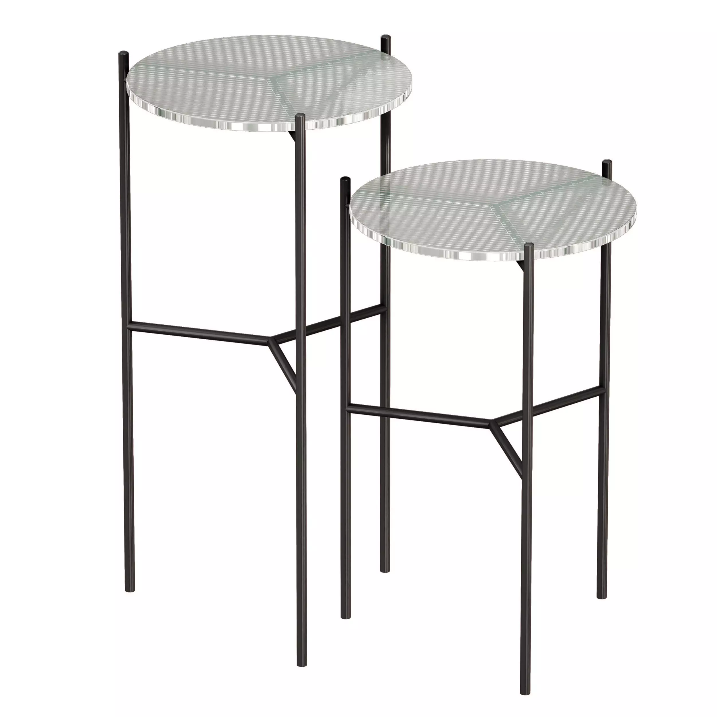 Maylan Clear Glass End Tables Set of 2 Crate and Barrel 3D model_0
