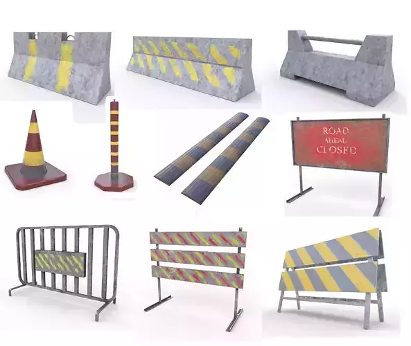 Traffic barriers 3D Model Collection