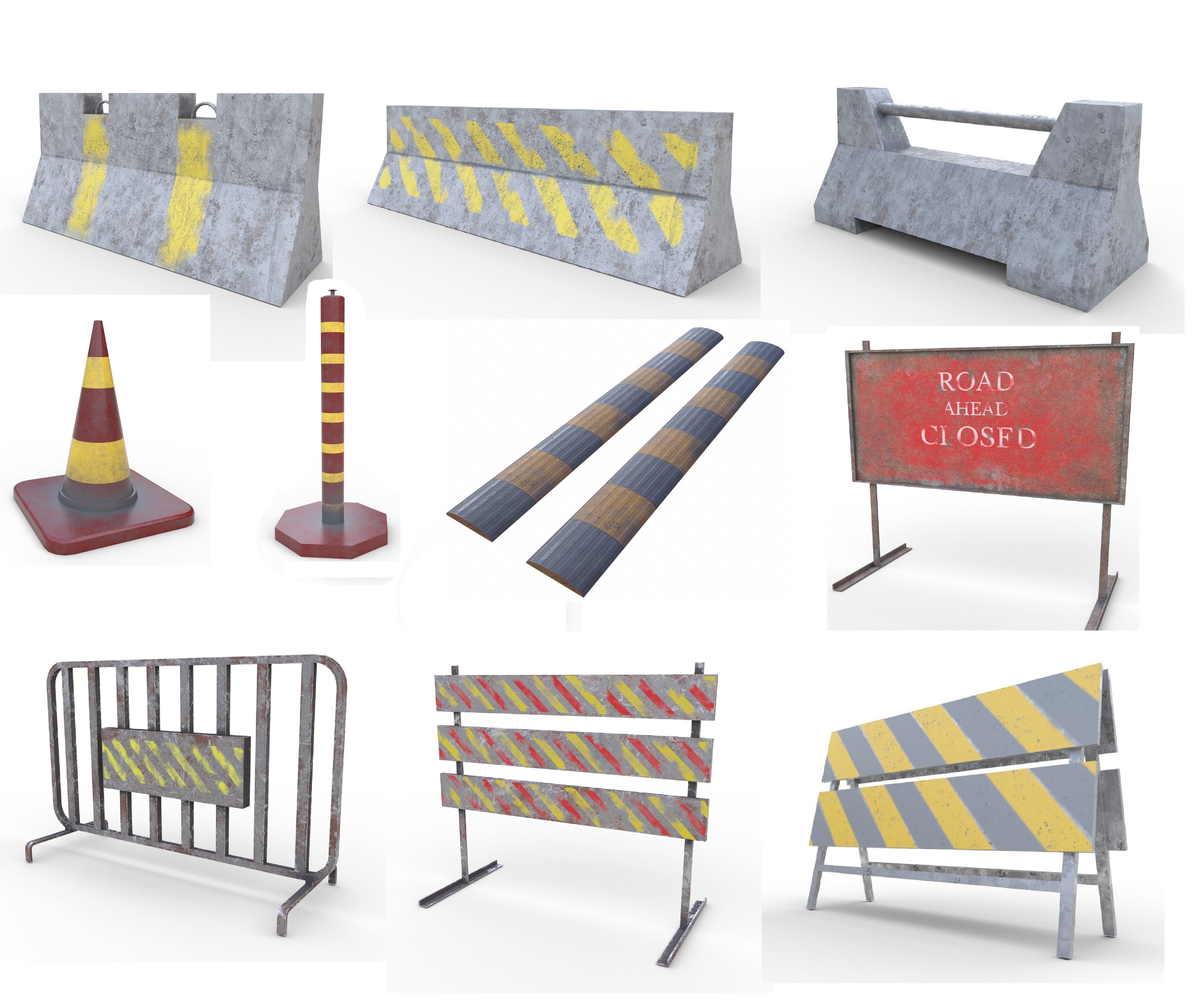 3D Model PBR Traffic Barriers CGTrader