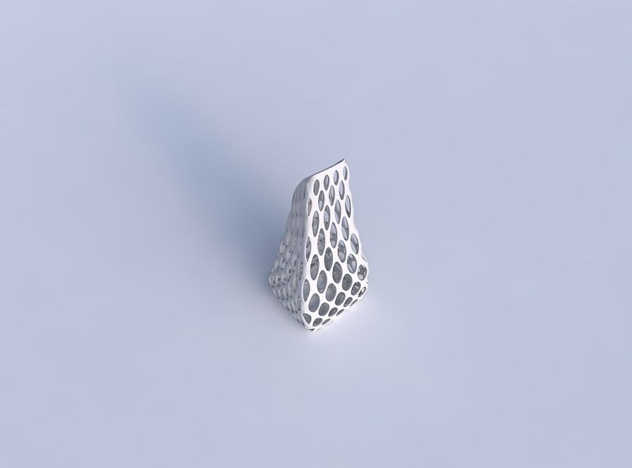 Vase top bent rectangle with bubble grid lattice 3D print model_1