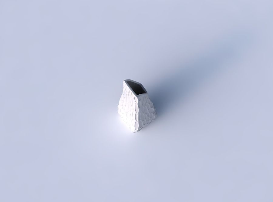 Vase top bent rectangle with bubbles 3D print model_2