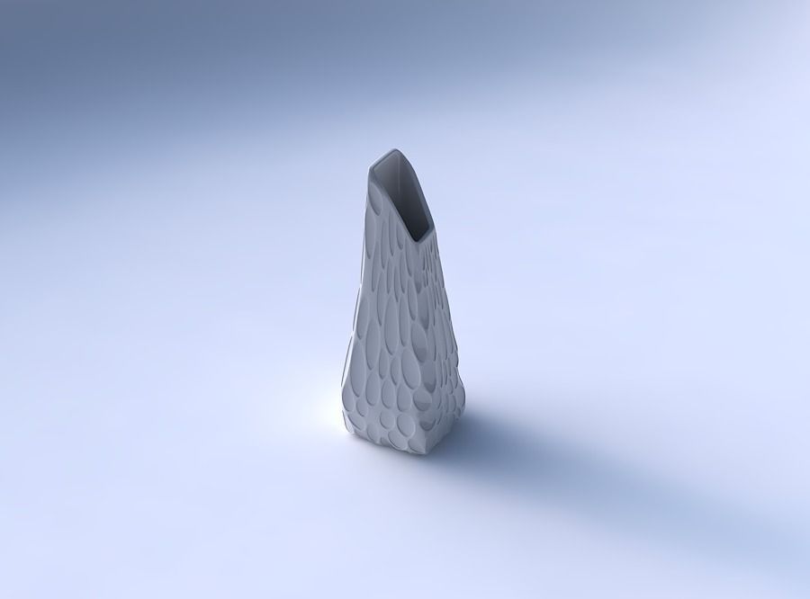 Vase top bent rectangle with bubbles 3D print model_3