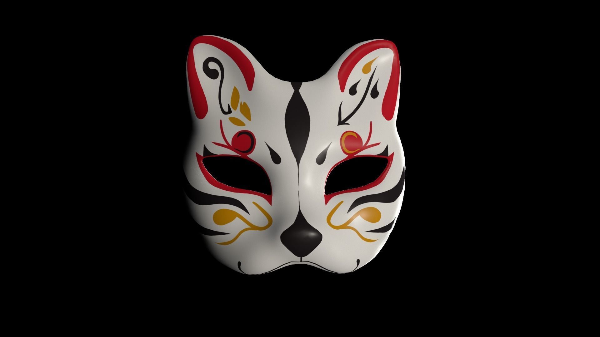 Kitsune Fox mask Low-poly 3D model_7