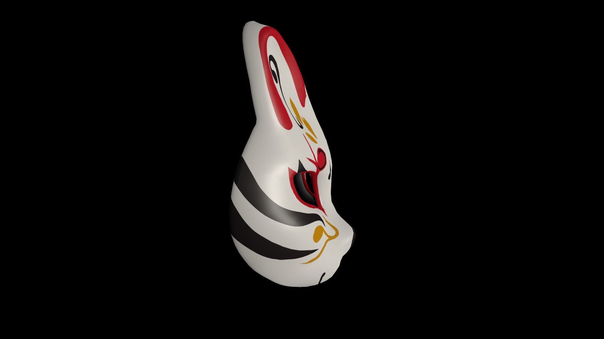 Kitsune Fox mask Low-poly 3D model_8