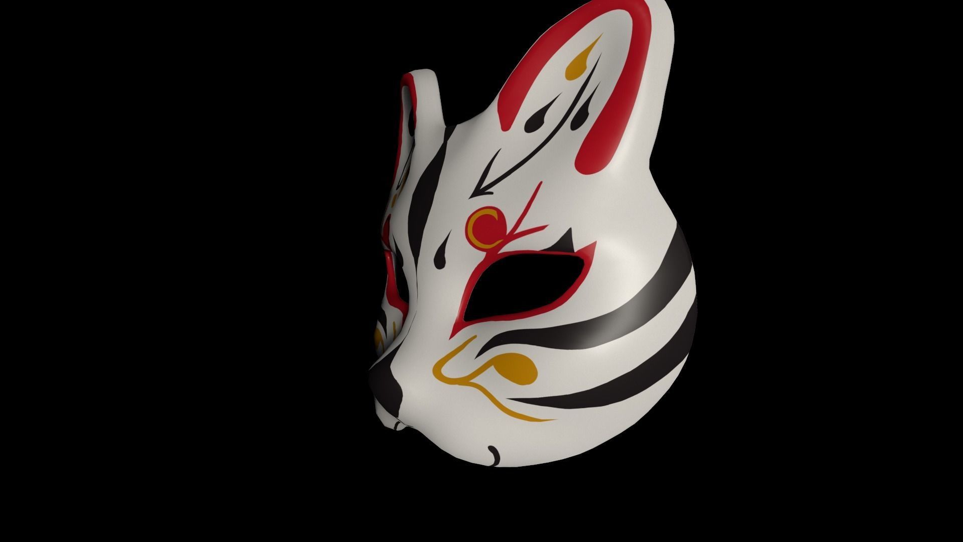 Kitsune Fox mask Low-poly 3D model_9