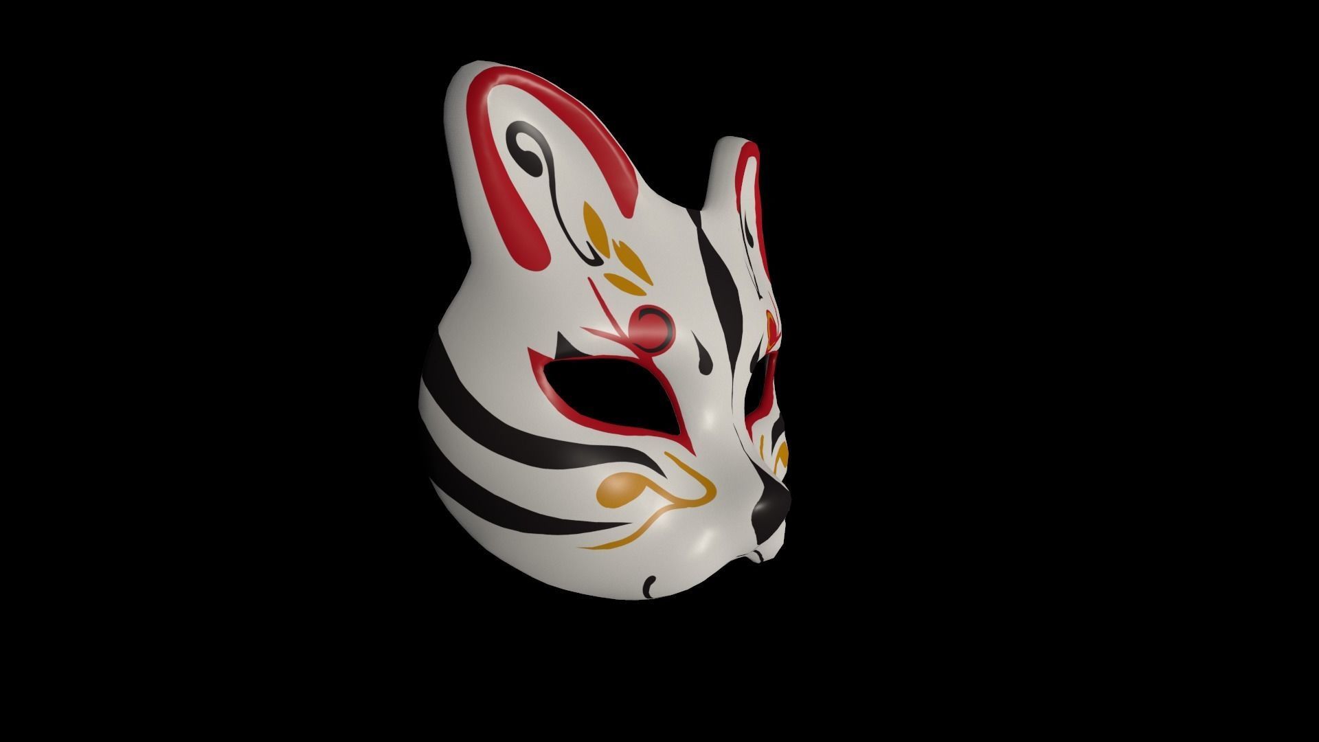 Kitsune Fox mask Low-poly 3D model_4