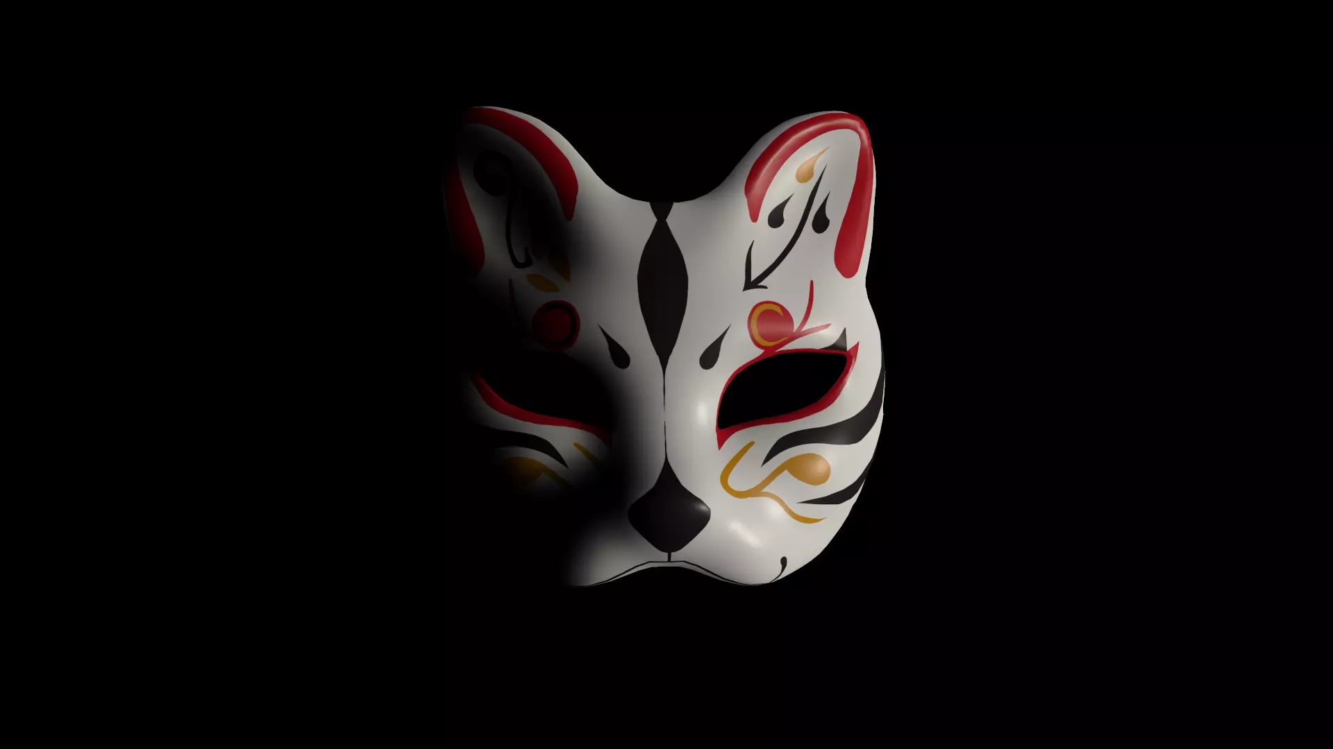 Kitsune Fox mask Low-poly 3D model_0