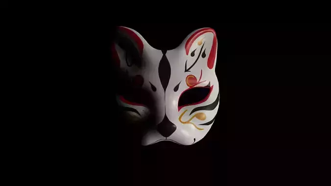 Kitsune Fox mask Low-poly 3D model