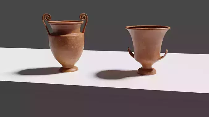 2 Ancient Greek Craters Free low-poly 3D model