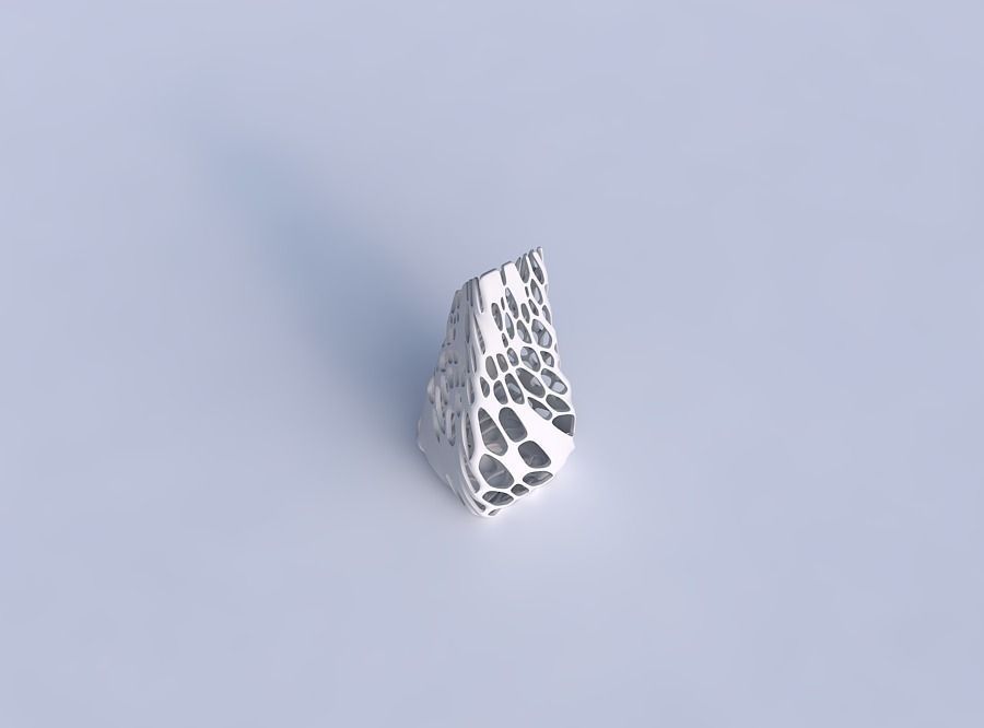 Vase top bent rectangle with cracked and twisted organic lattice 3D print model_1