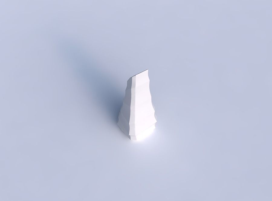 Vase top bent rectangle with curved creases 3D print model_1