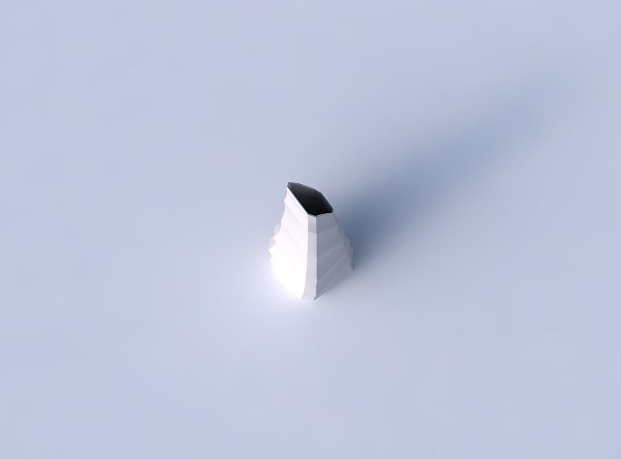 Vase top bent rectangle with curved creases 3D print model_2