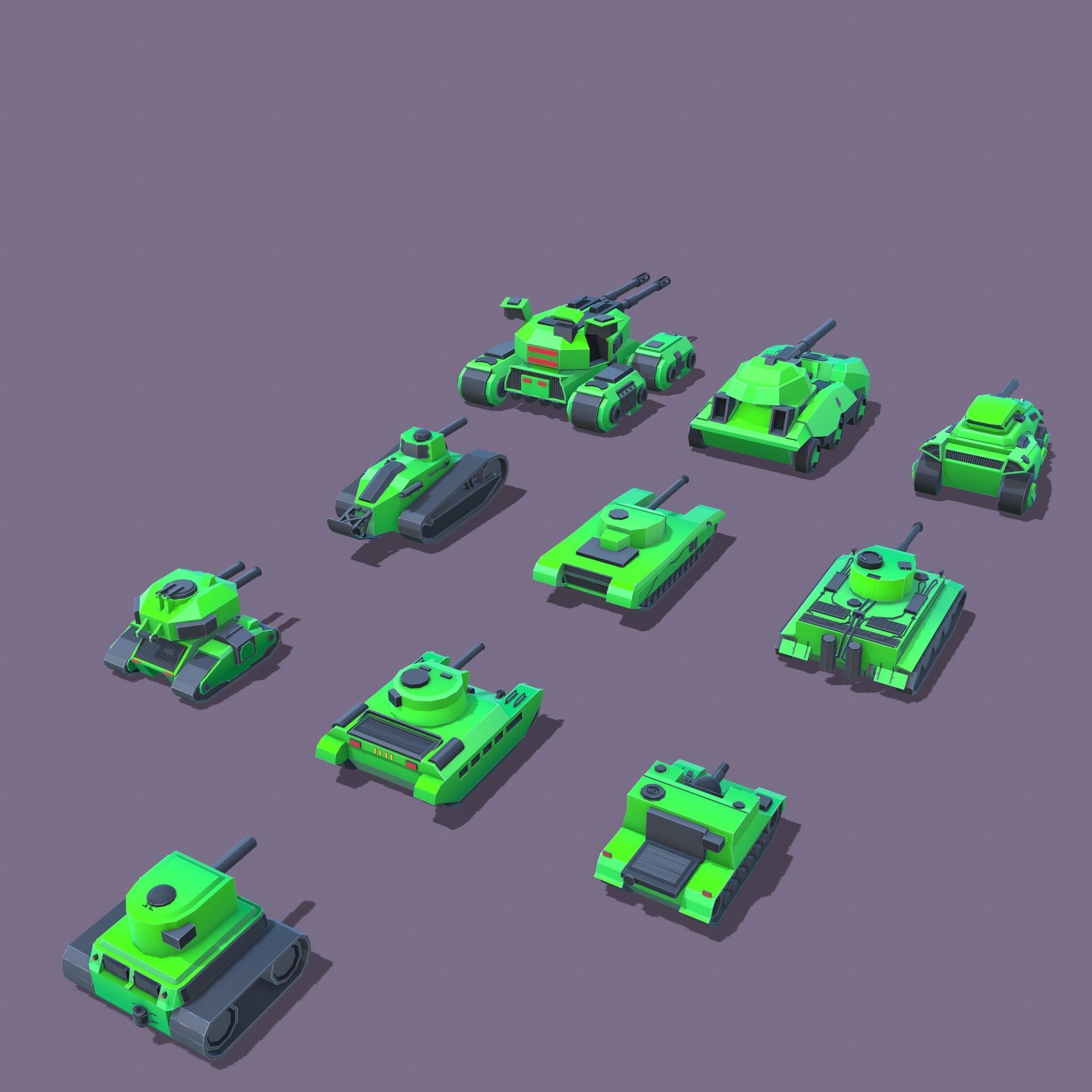 Stylized tanks pack Low-poly 3D model_2