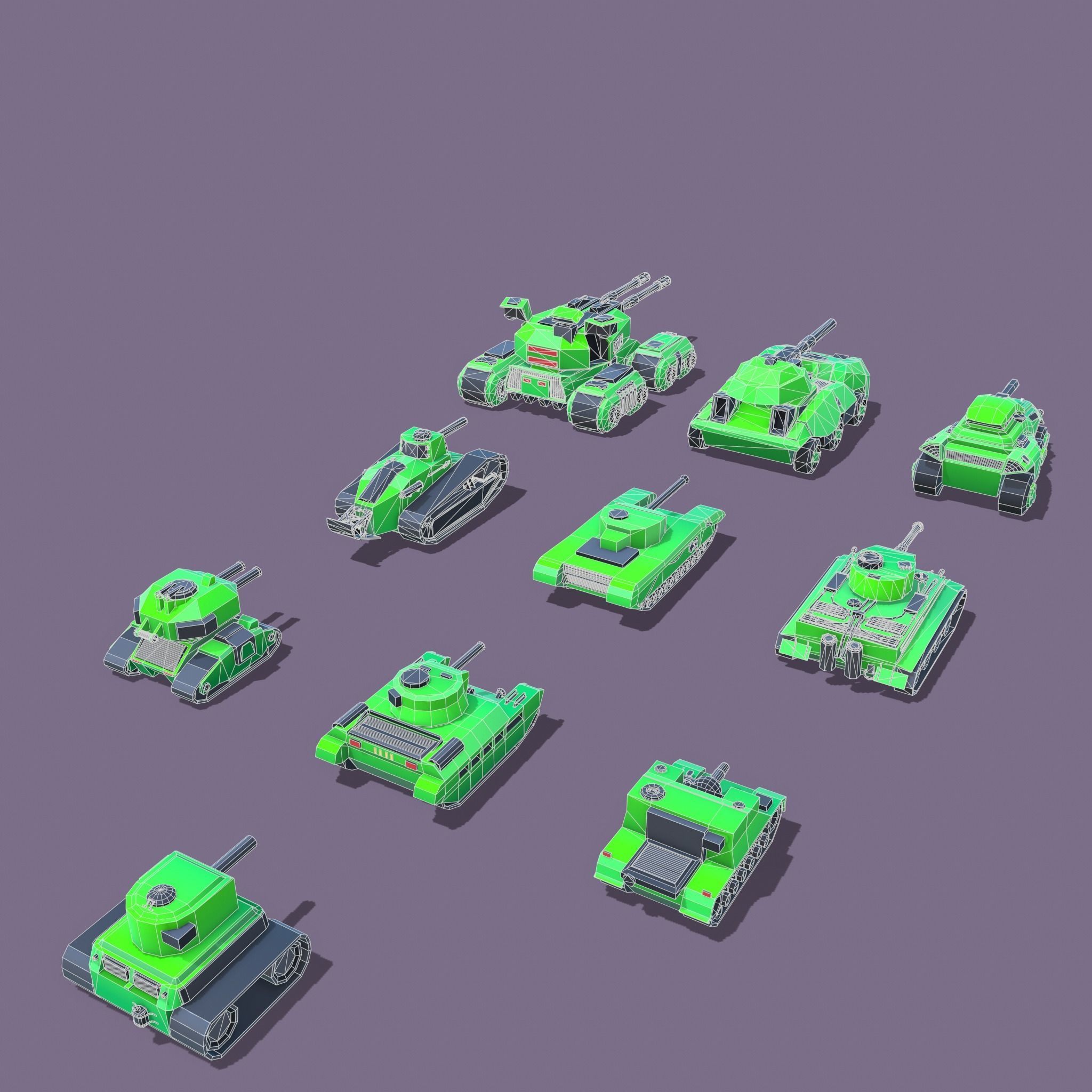 Stylized tanks pack Low-poly 3D model_4