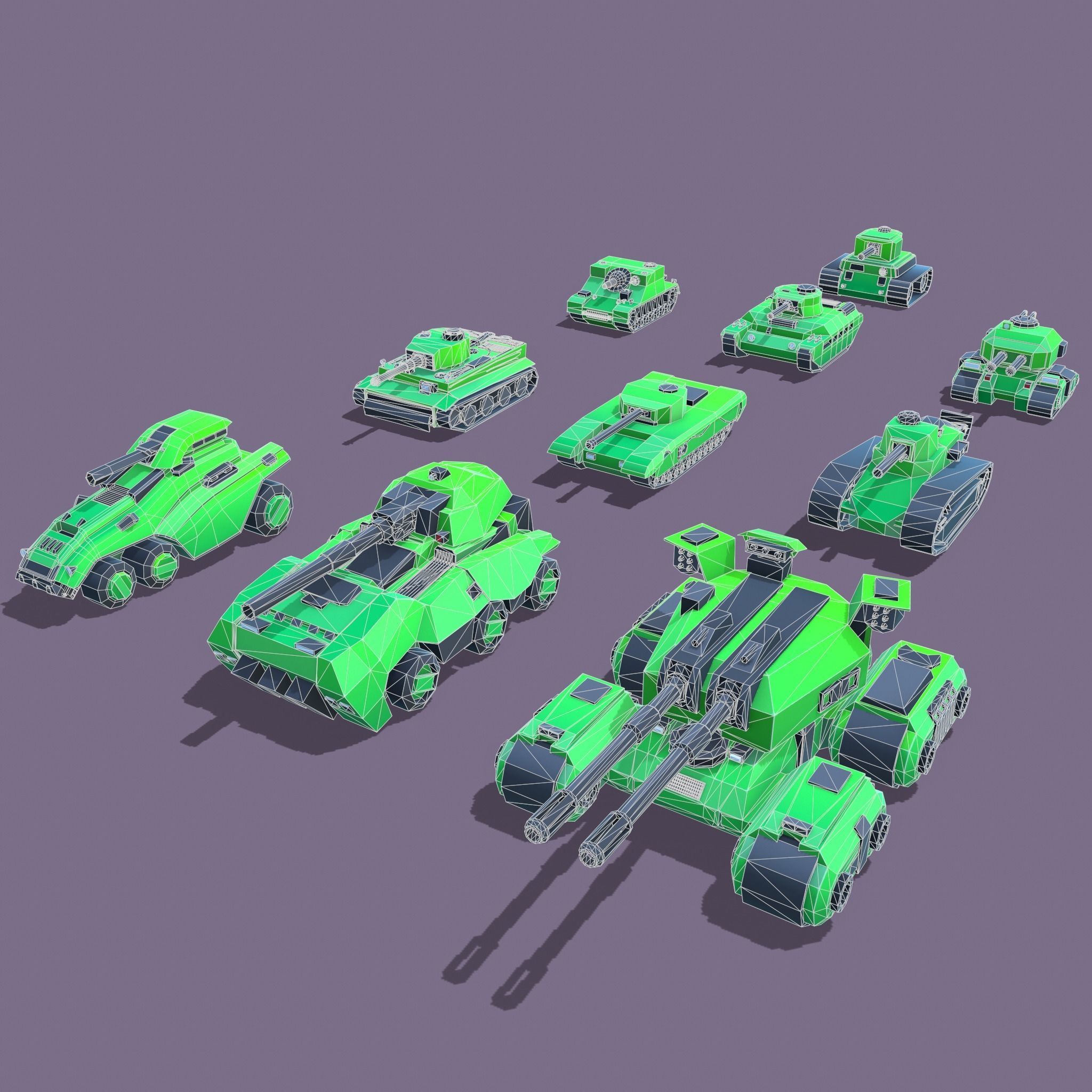 Stylized tanks pack Low-poly 3D model_3