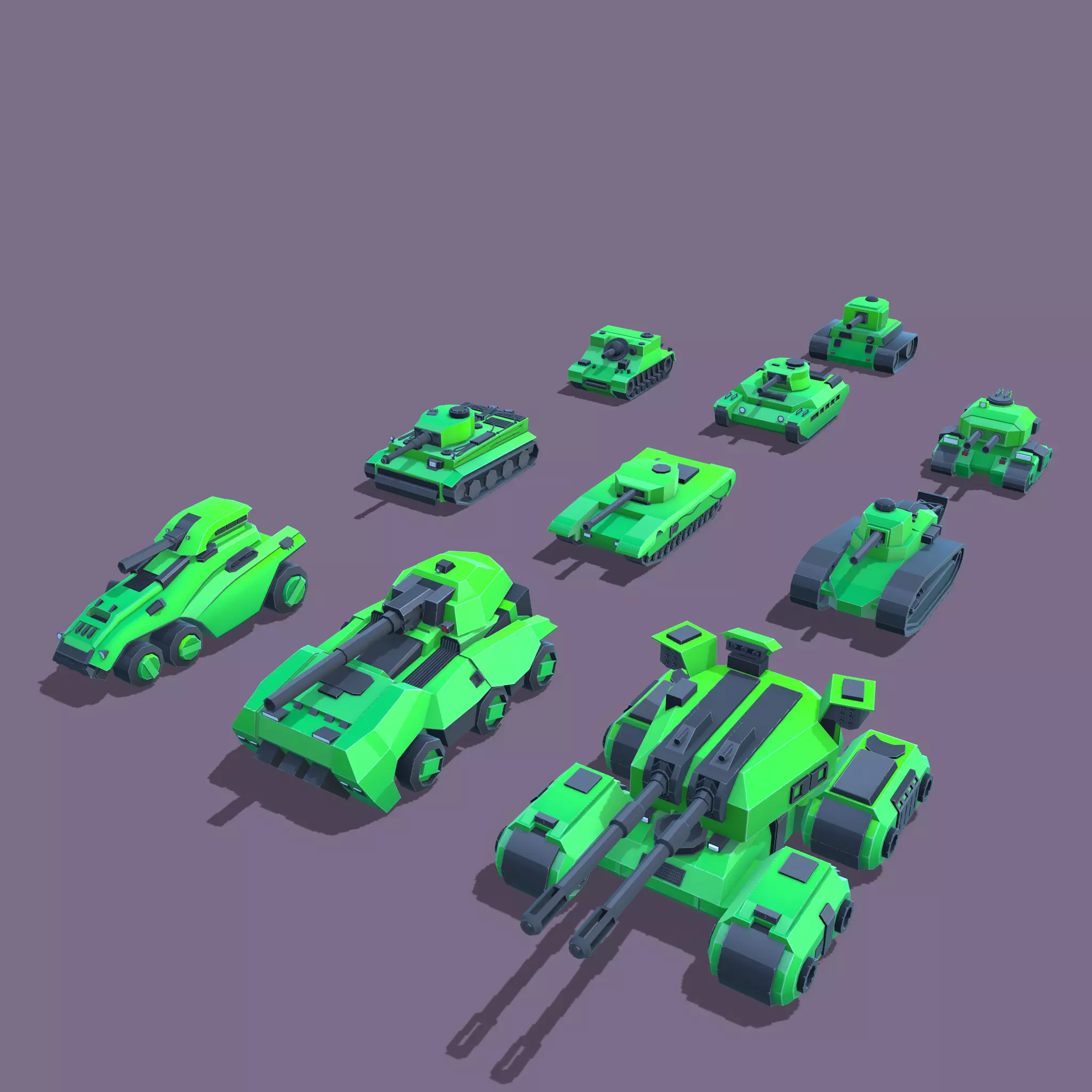 Stylized tanks pack Low-poly 3D model_0