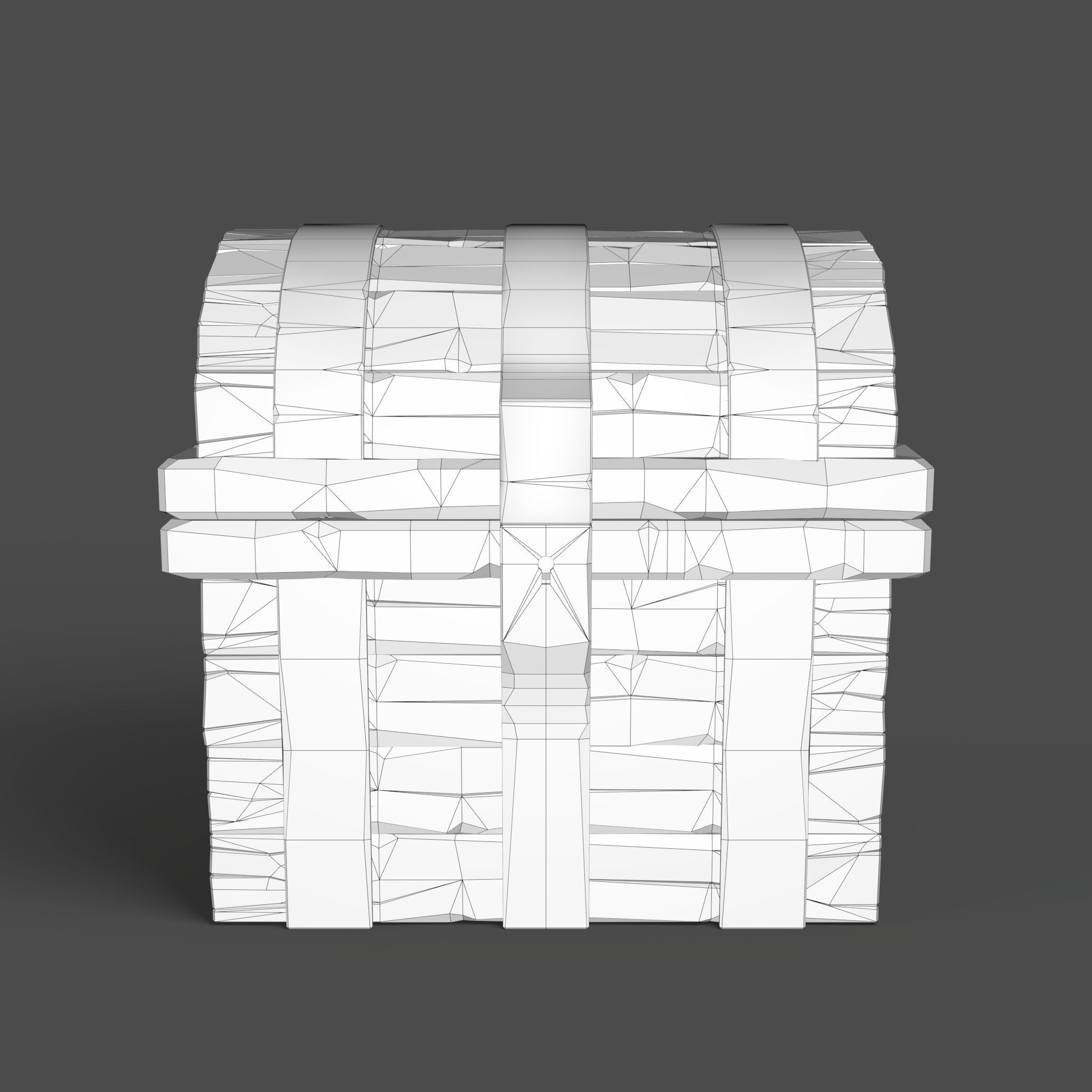 Chest wooden Low-poly 3D model_5