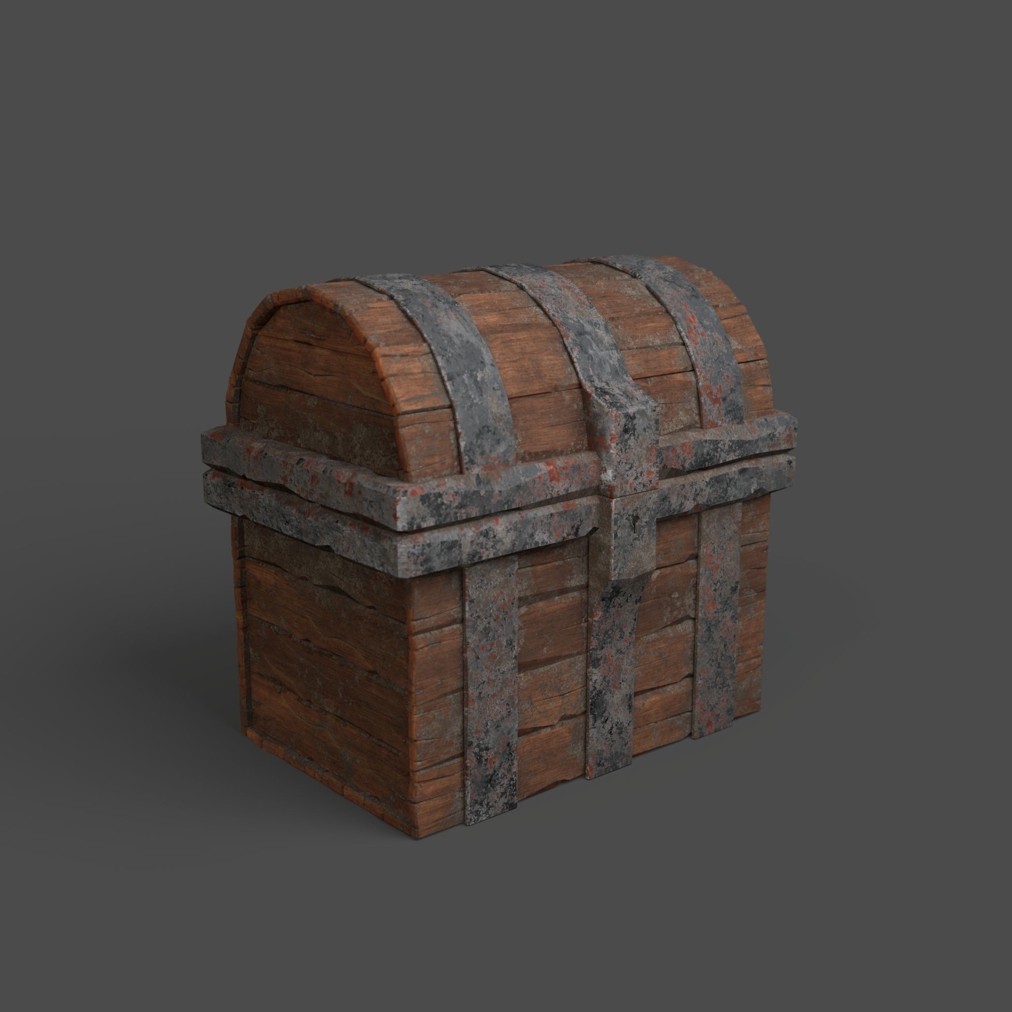 Chest wooden Low-poly 3D model_2
