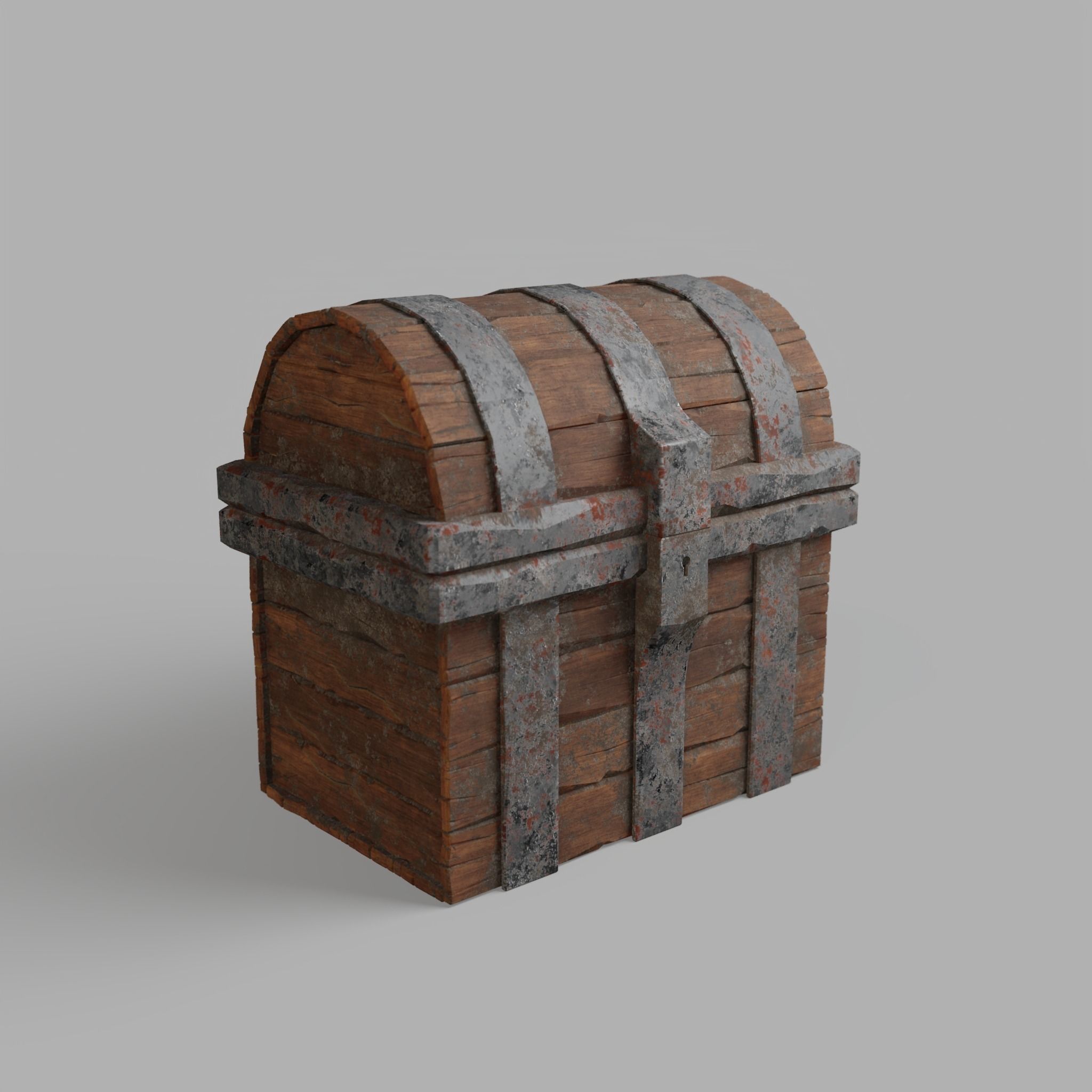 Chest wooden Low-poly 3D model_1