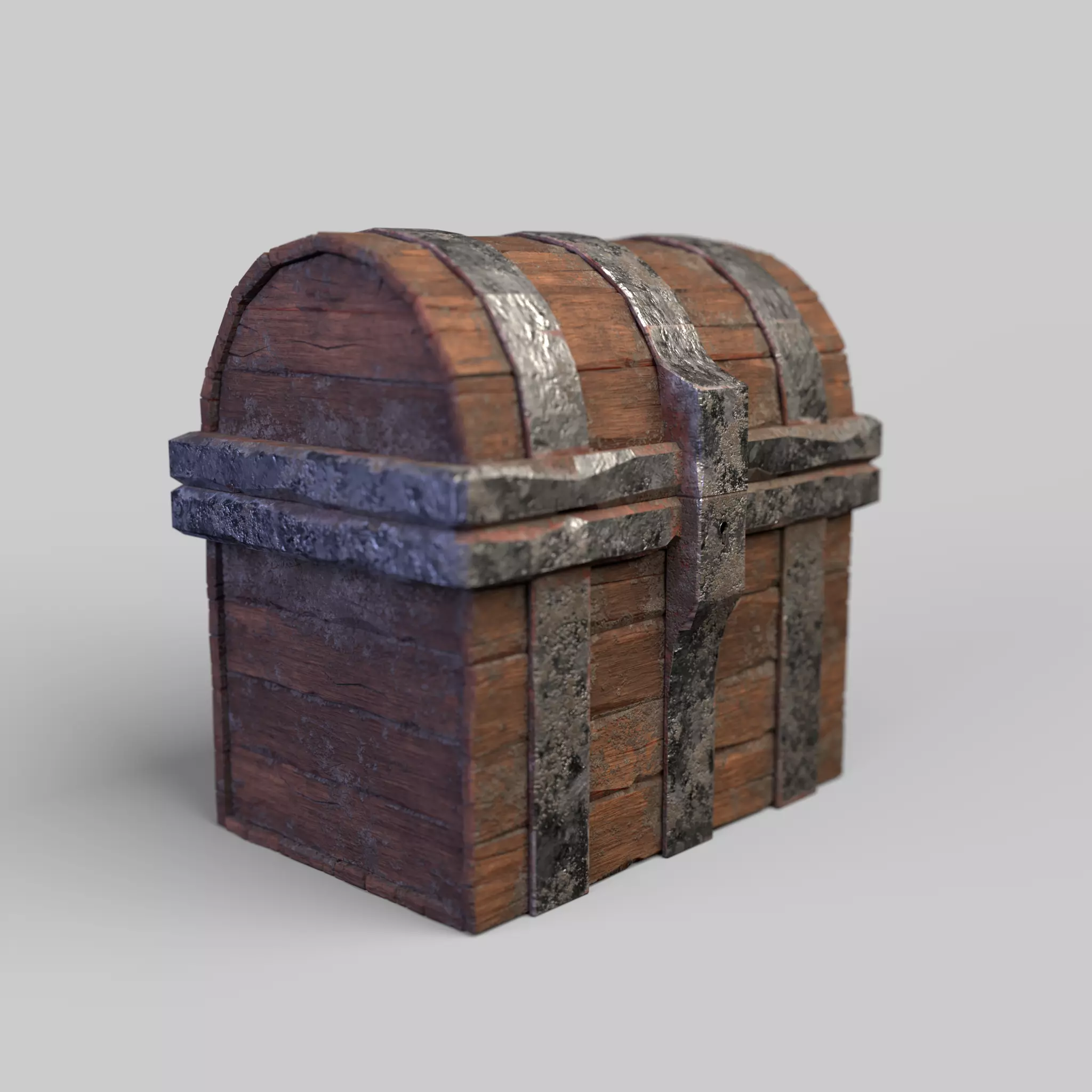 Chest wooden Low-poly 3D model_0