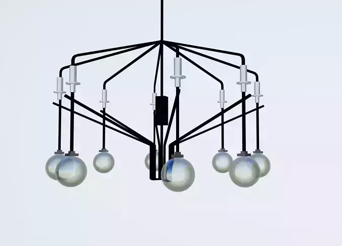 chandelier with glass balls hanging from it