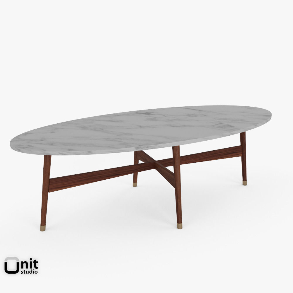 Reeve MidCentury Oval Coffee Table by West Elm 3D model CGTrader