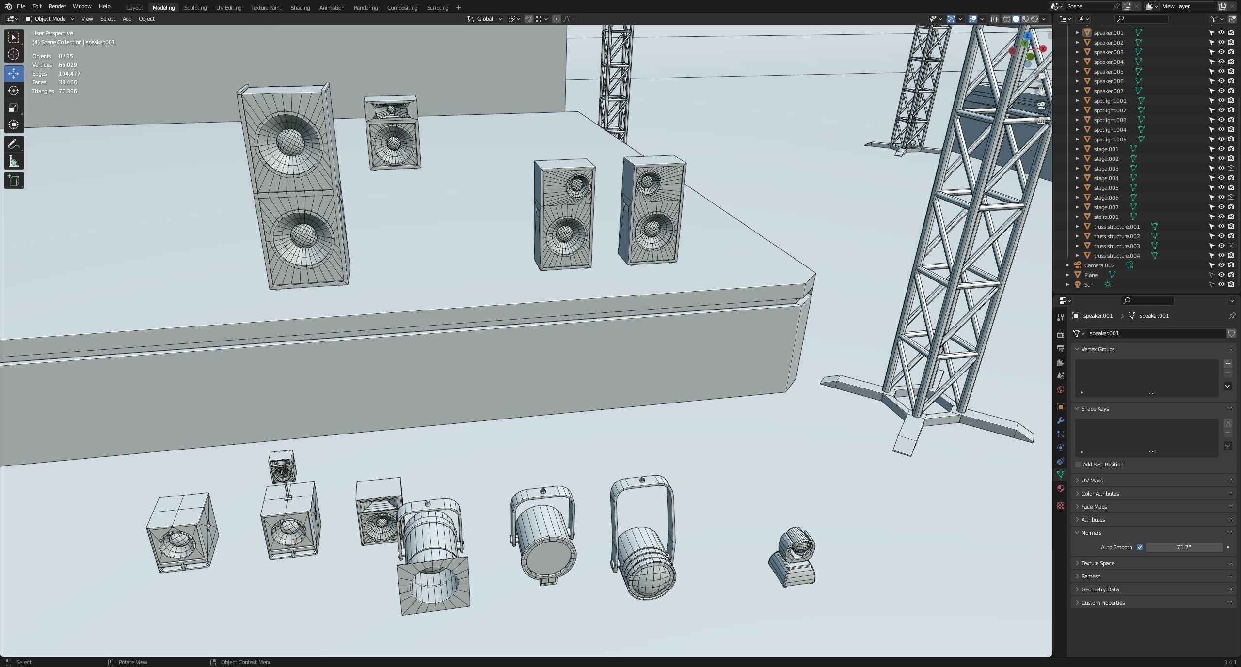 Lowpoly Concert Stage Props Low-poly 3D model_9