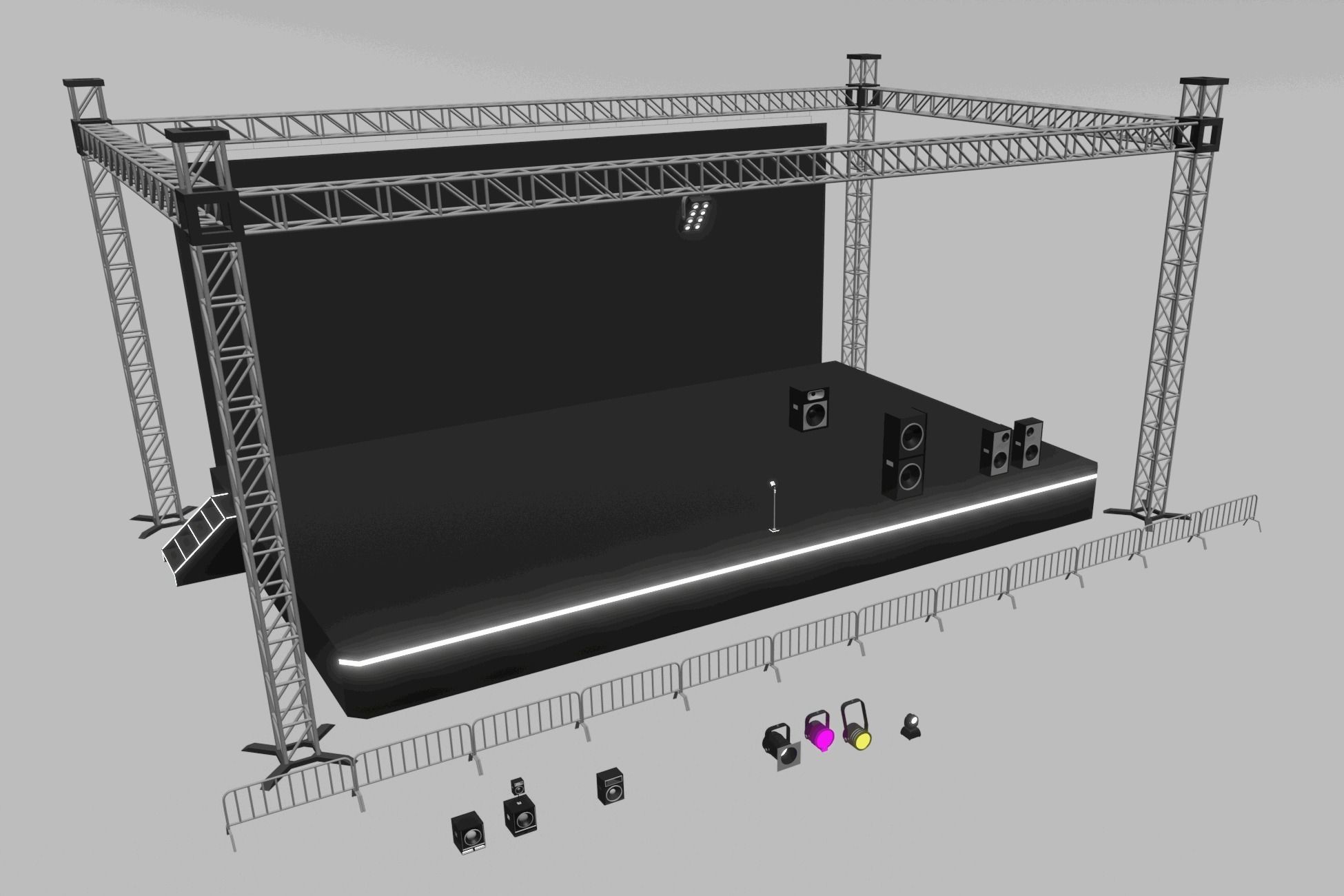 Lowpoly Concert Stage Props Low-poly 3D model_1