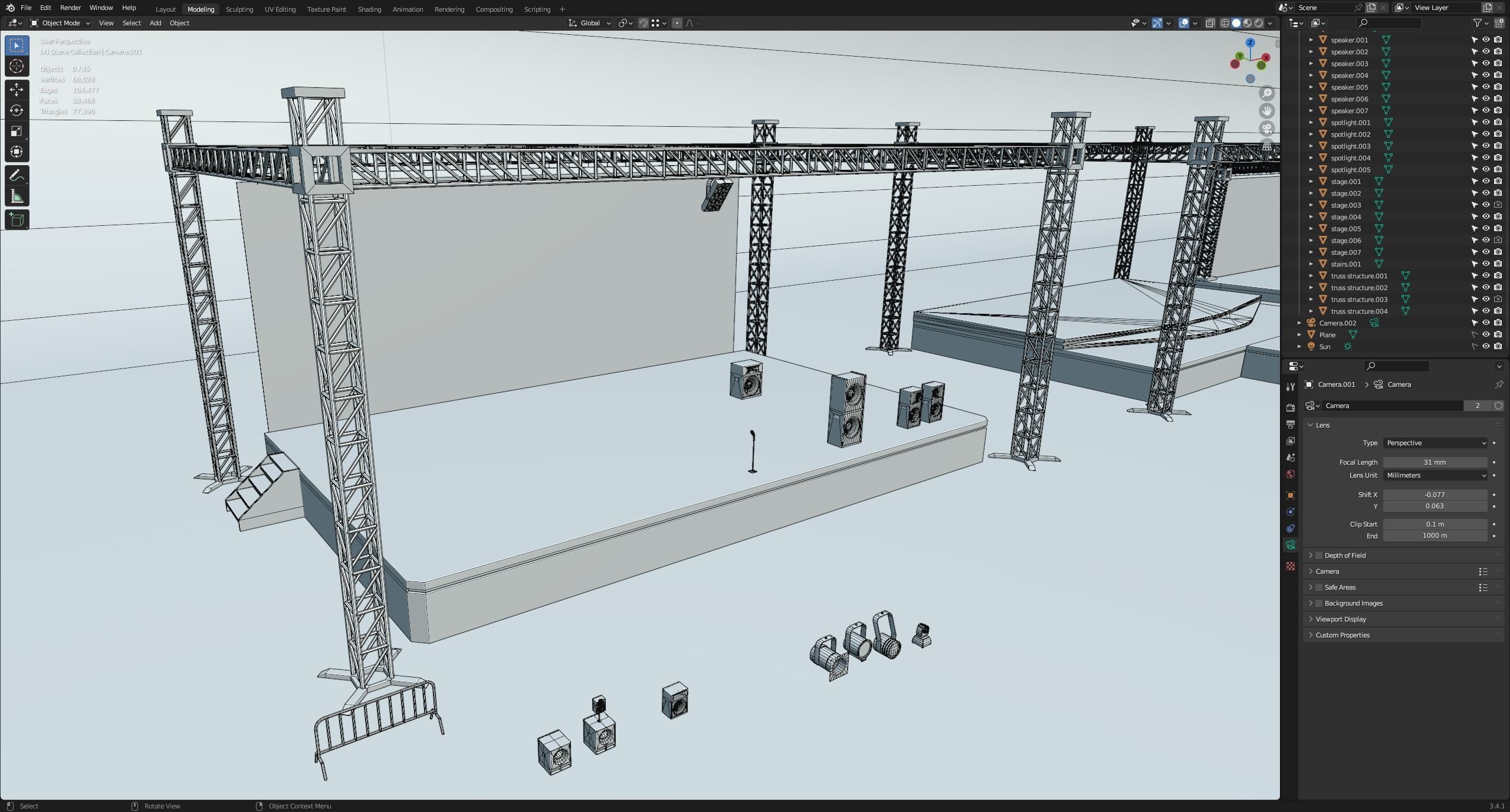 Lowpoly Concert Stage Props Low-poly 3D model_8