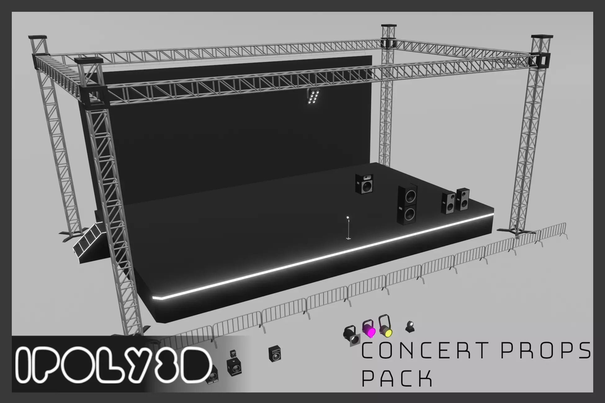 Lowpoly Concert Stage Props Low-poly 3D model_0
