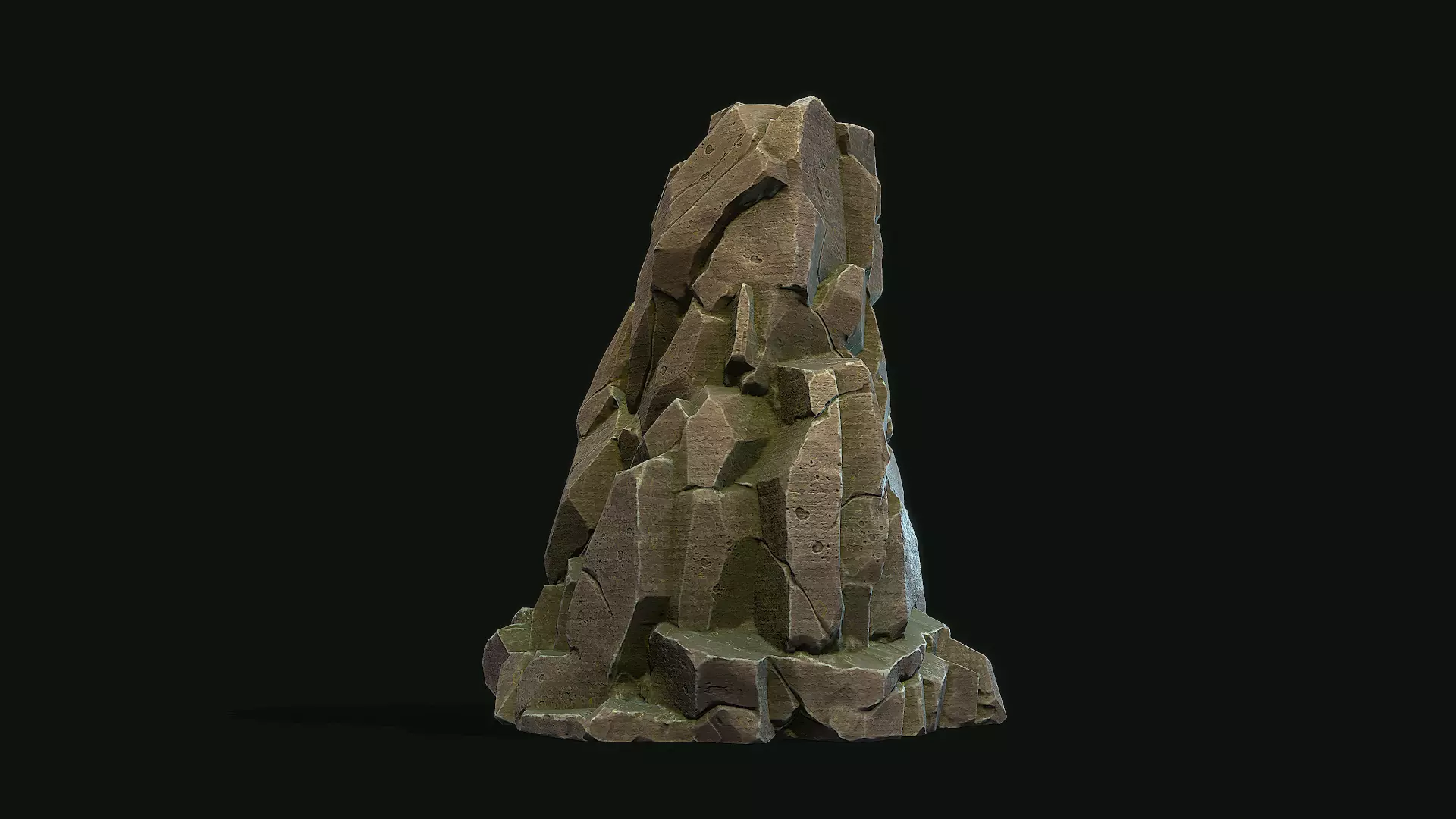 Stylized Gray Stone moss 5 PBR  Low-poly 3D model_0