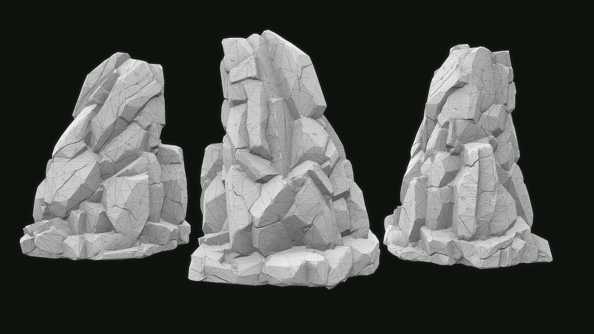 Stylized Gray Stone moss 5 PBR  Low-poly 3D model_6