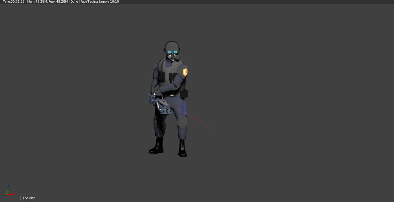 Sci-fi heavy gunner soldier Low-poly 3D model