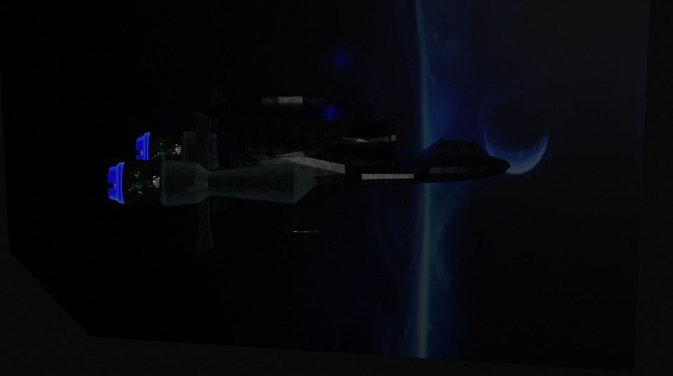 Spaceship with light 3D model_1